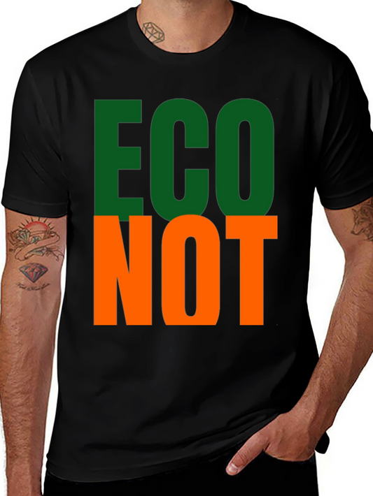 Eco Not Slogan Tee - Green & Orange Graphic Print