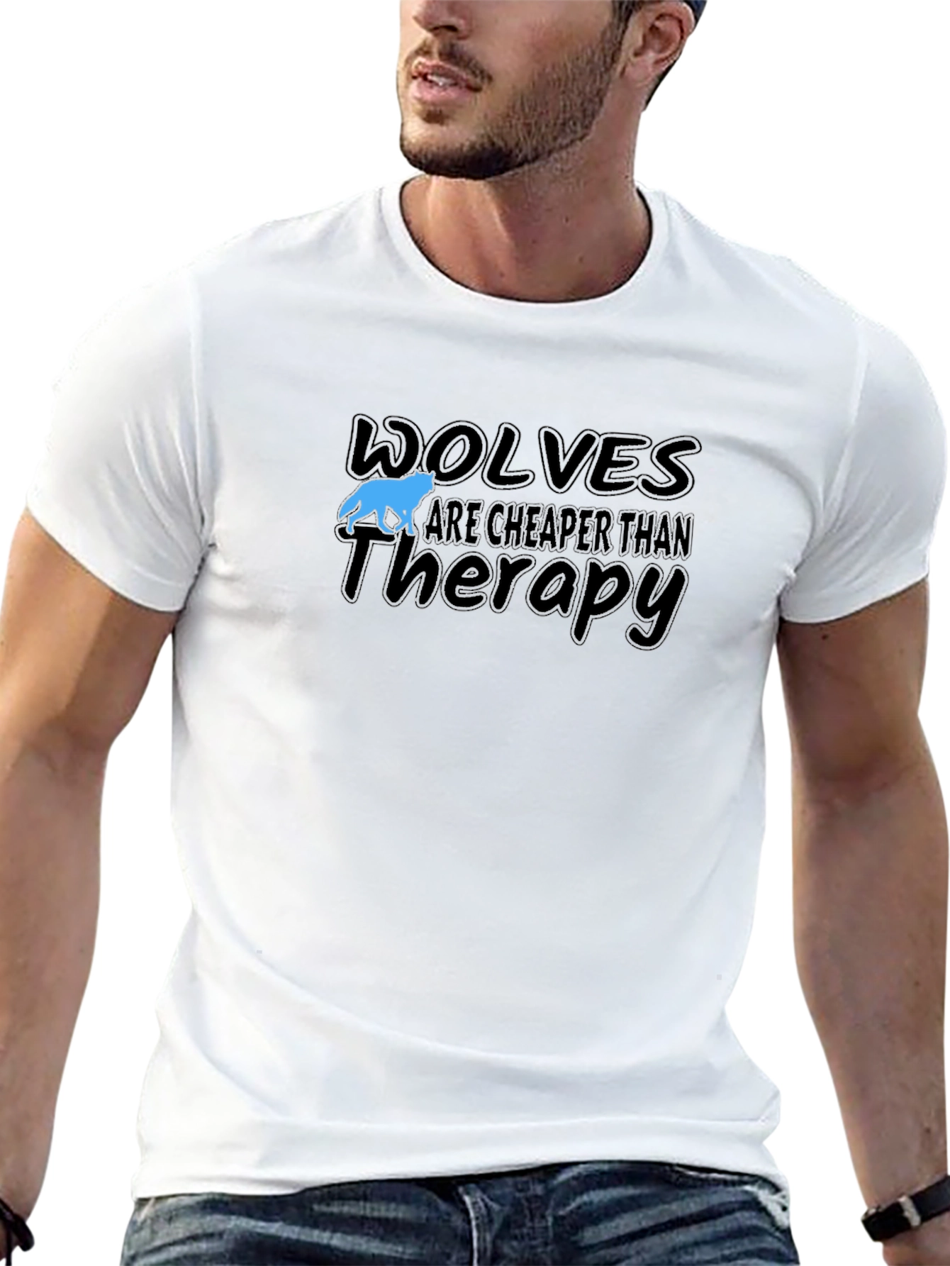 Wolves Cheaper Than Therapy Graphic T-Shirt