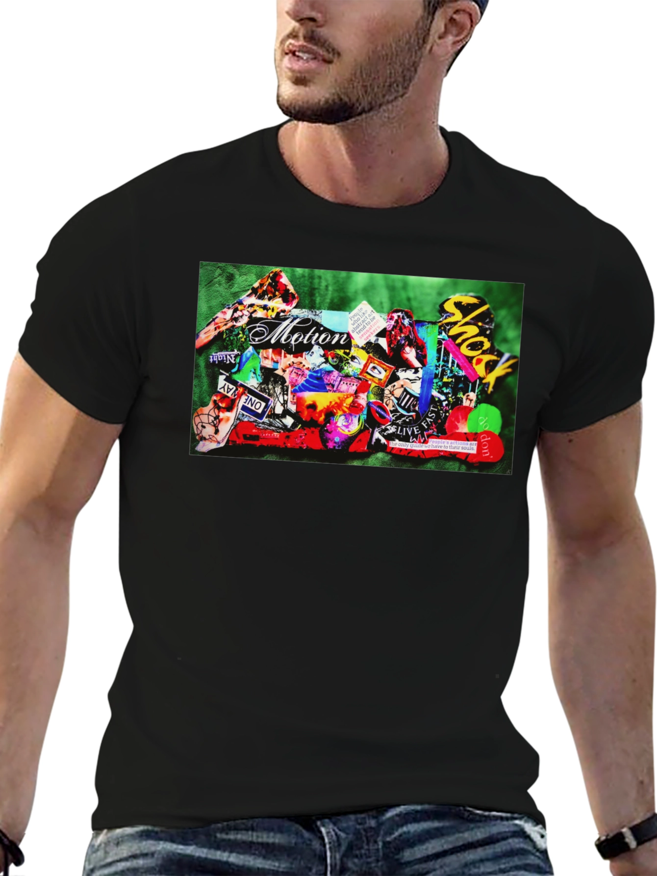 Motion Collage Graphic Tee - Black
