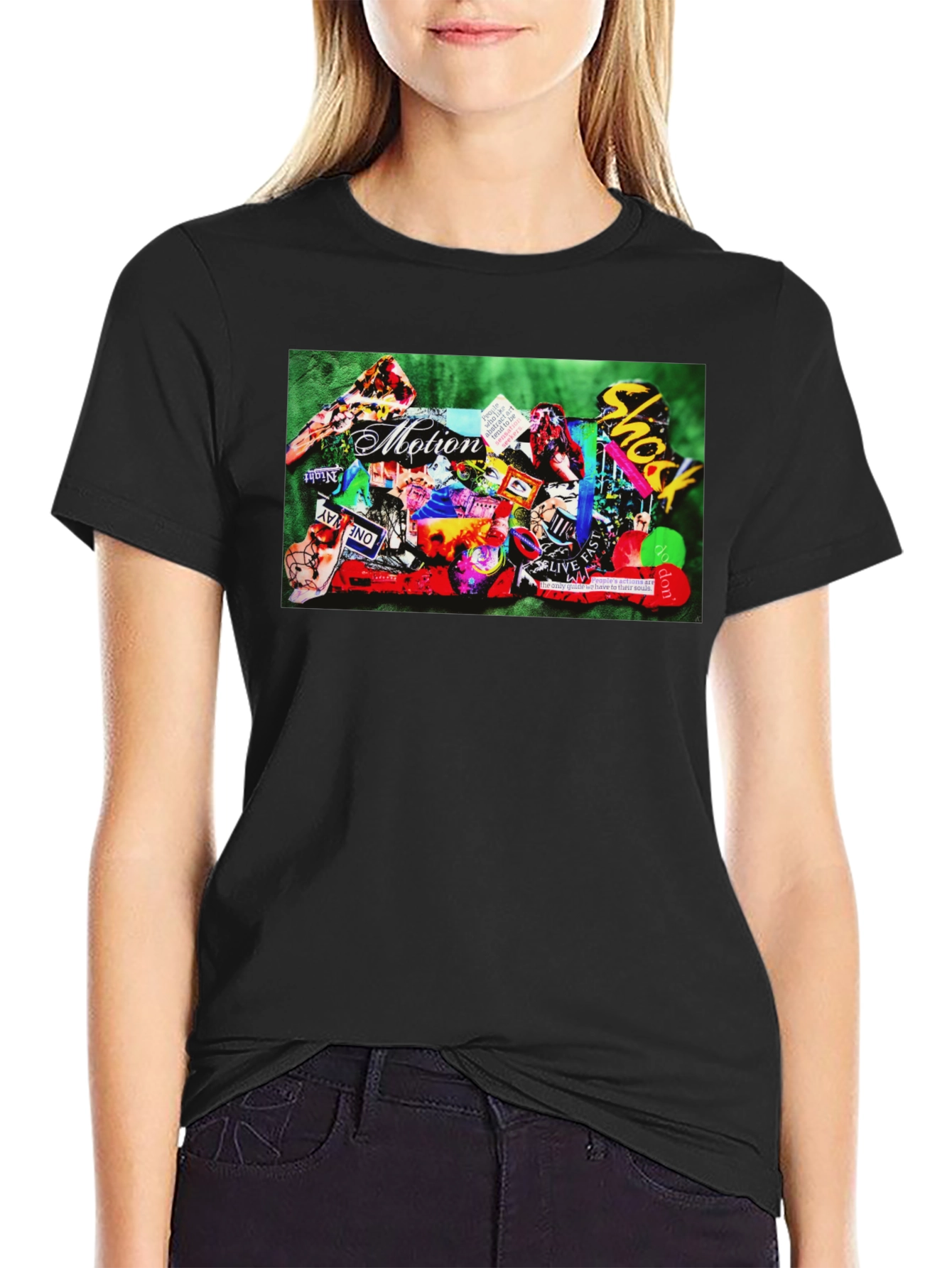Motion Collage Graphic Tee - Black