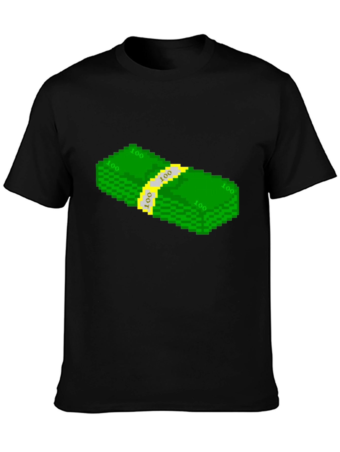 Pixelated Money Stack Graphic Tee - Black T-Shirt