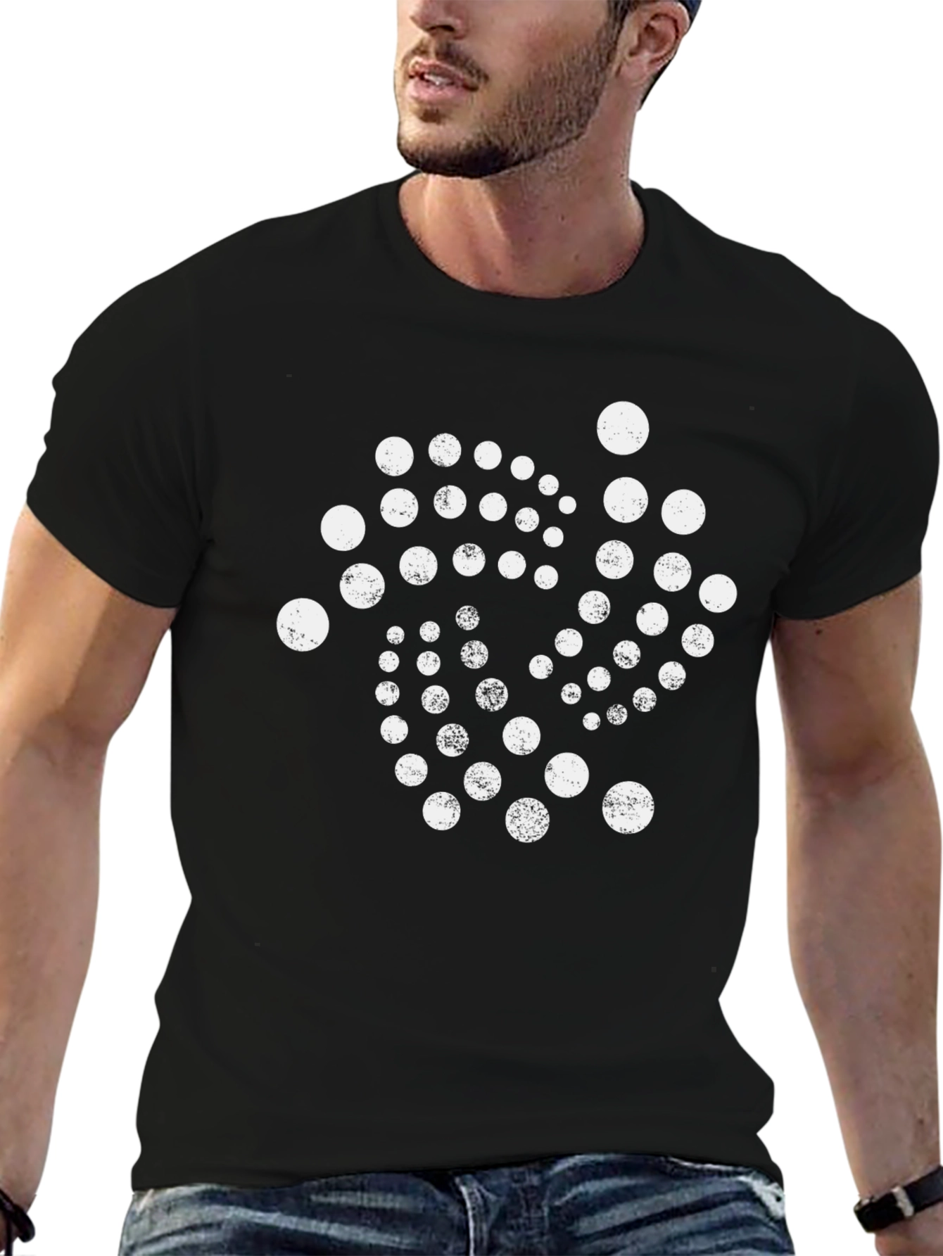 Dotted Pattern Black T-Shirt