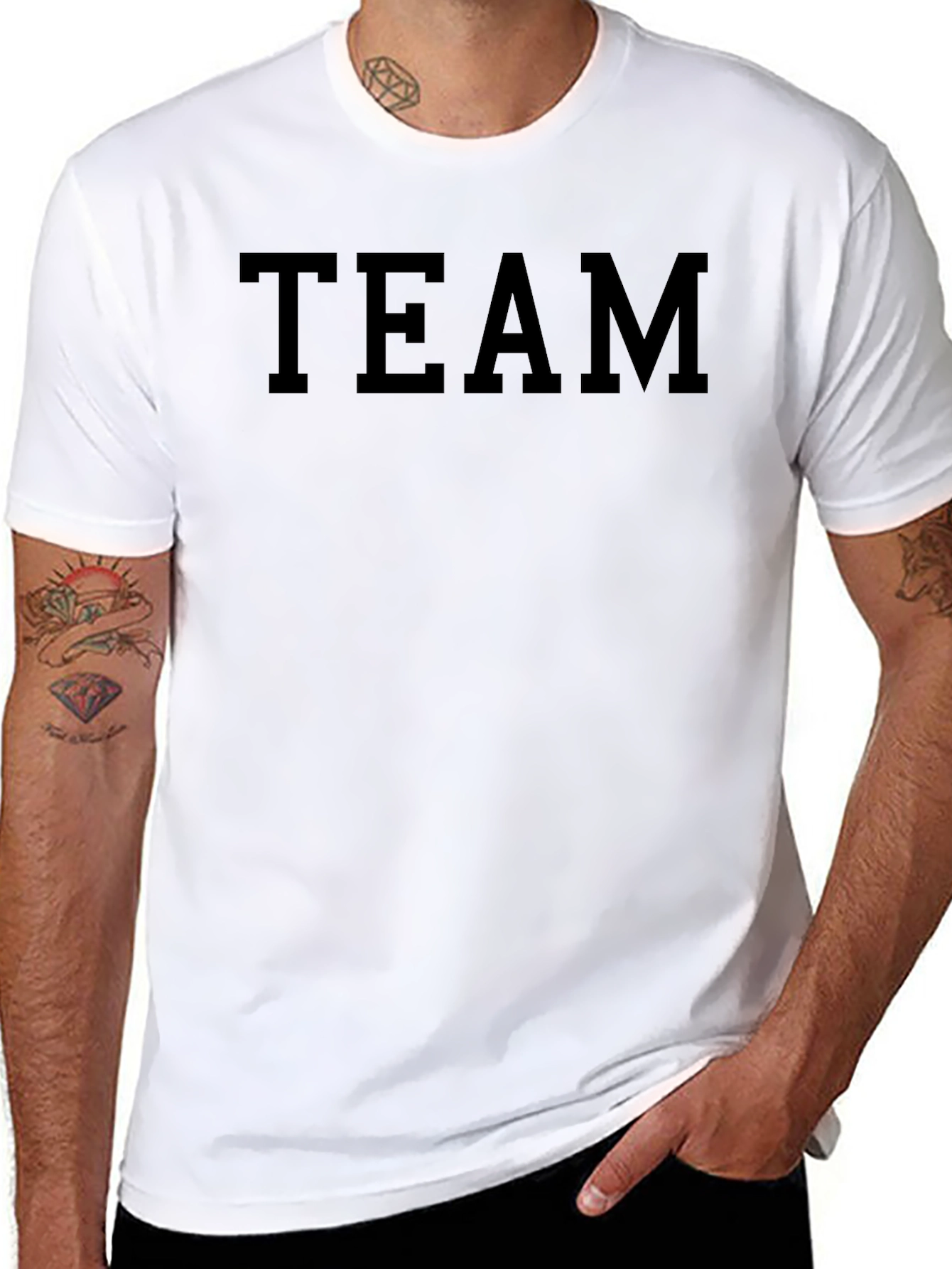 Black TEAM Graphic Tee - Mens Crew Neck