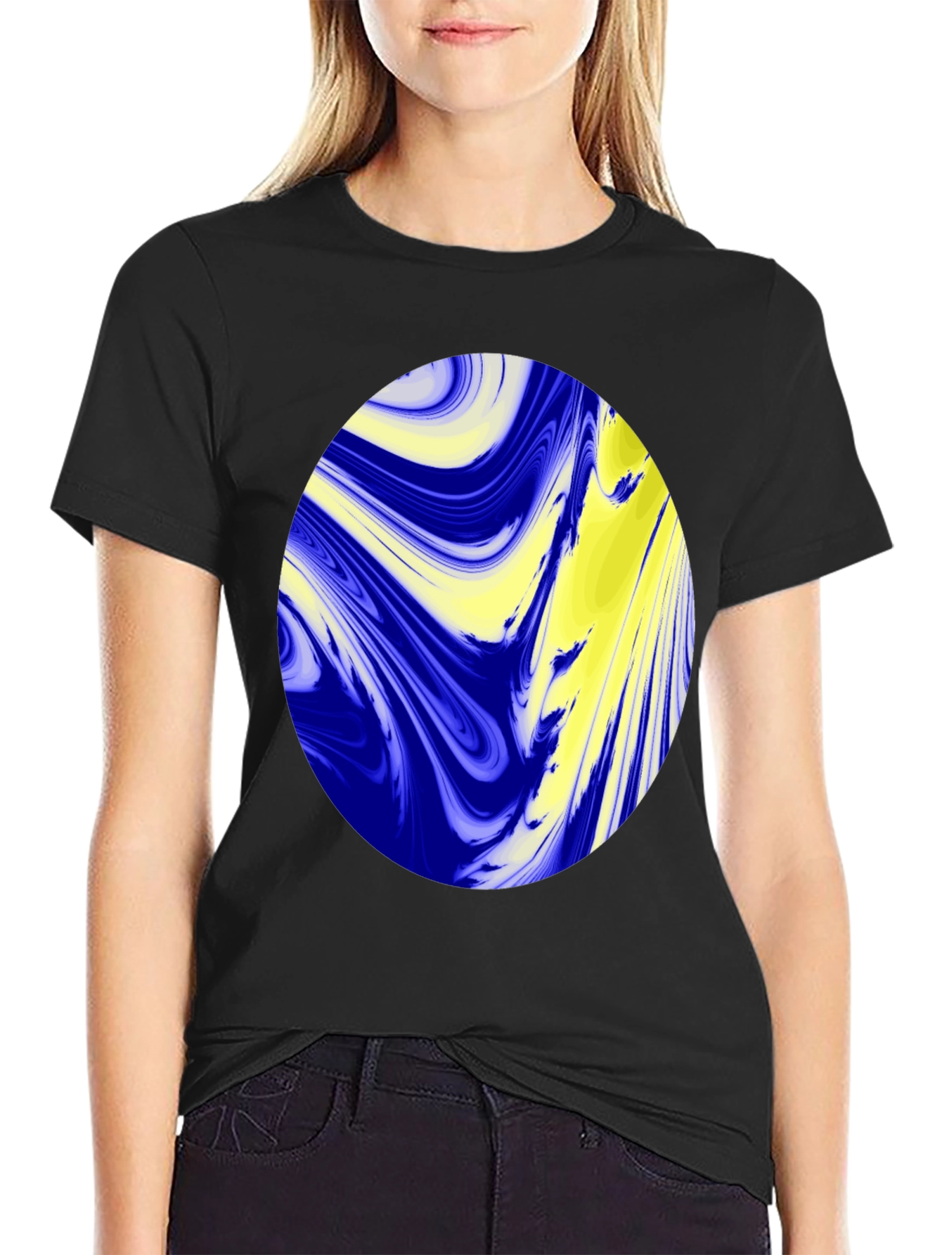 Abstract Oval Graphic Black T-Shirt