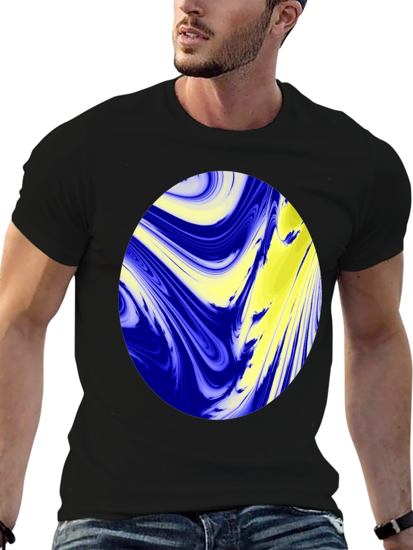 Abstract Oval Graphic Black T-Shirt