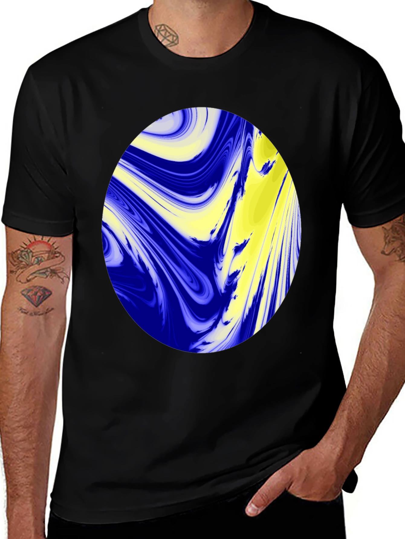 Abstract Oval Graphic Black T-Shirt