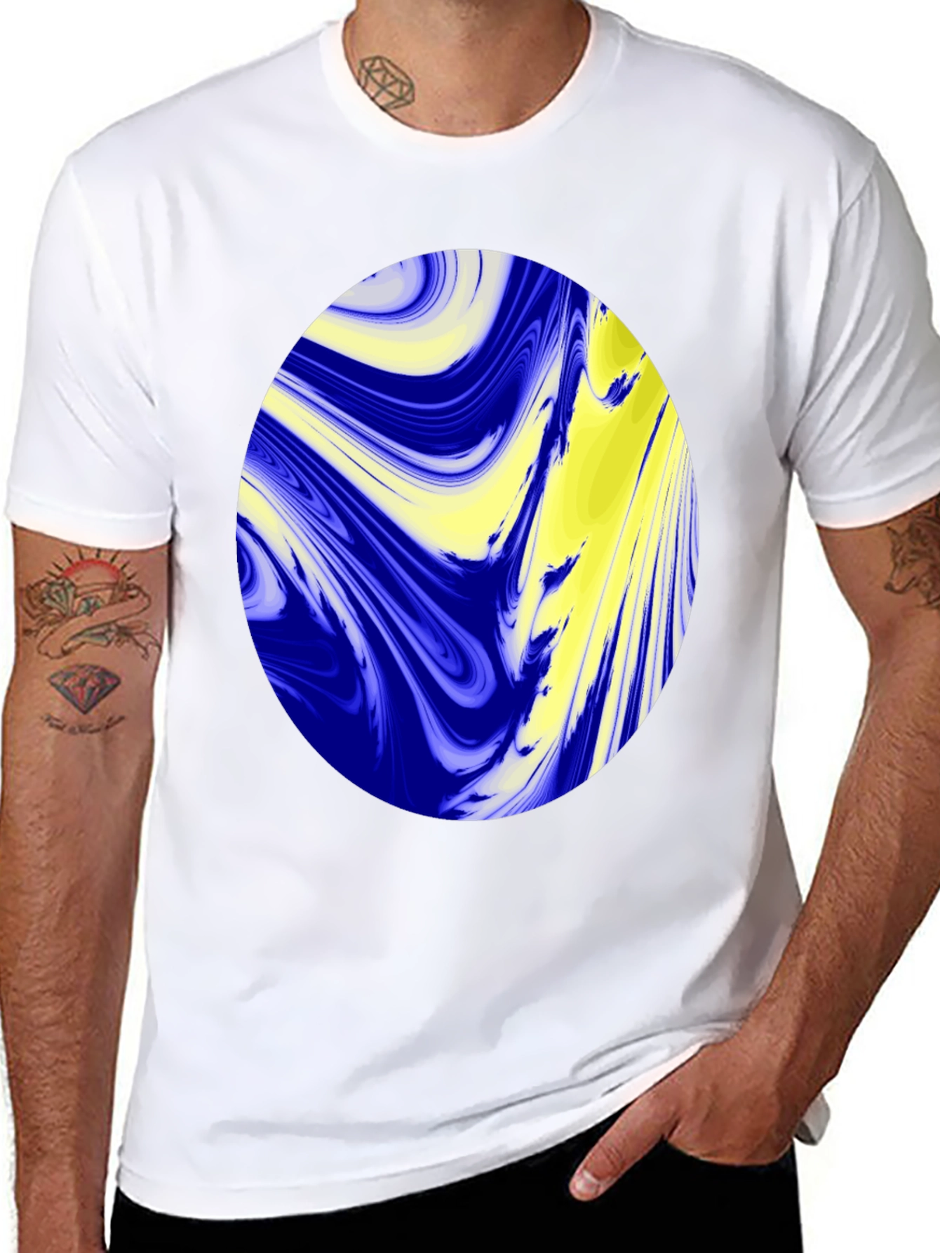 Abstract Oval Graphic Black T-Shirt