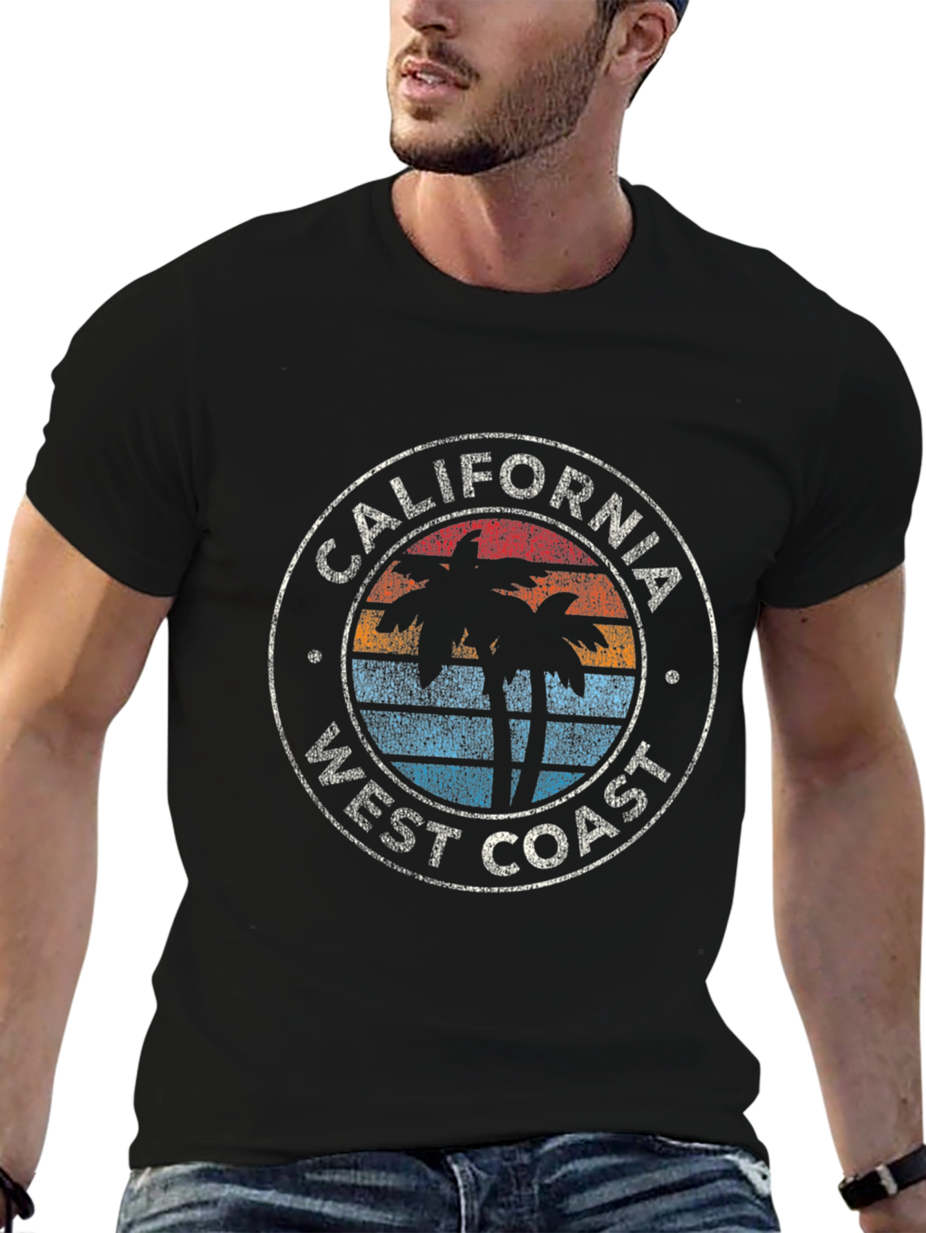 California West Coast Palm Tree Graphic T-Shirt