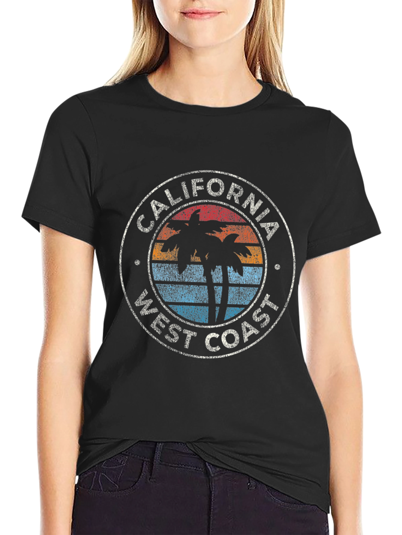 California West Coast Palm Tree Graphic T-Shirt
