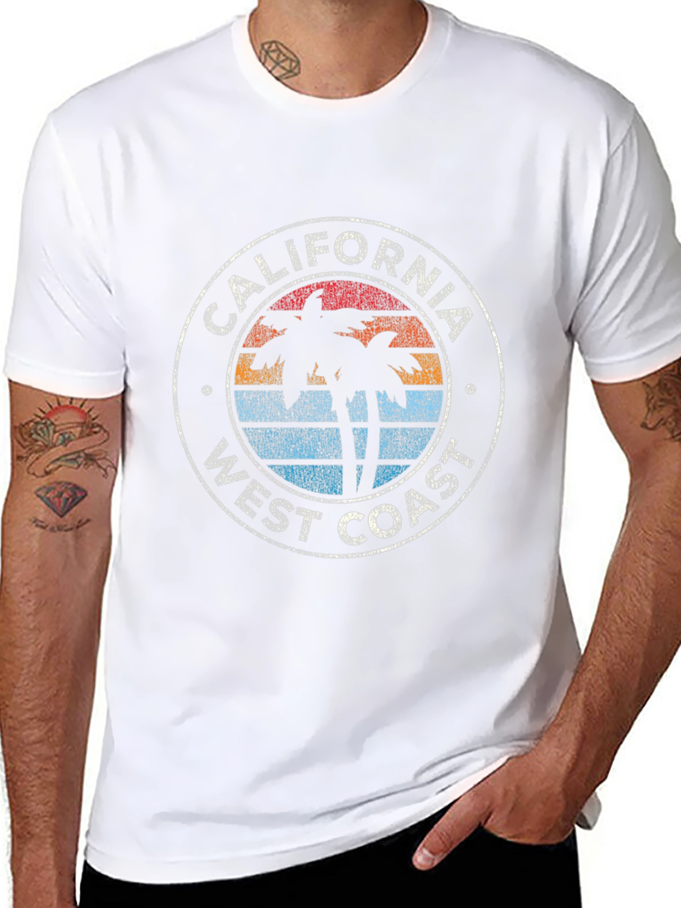 California West Coast Palm Tree Graphic T-Shirt