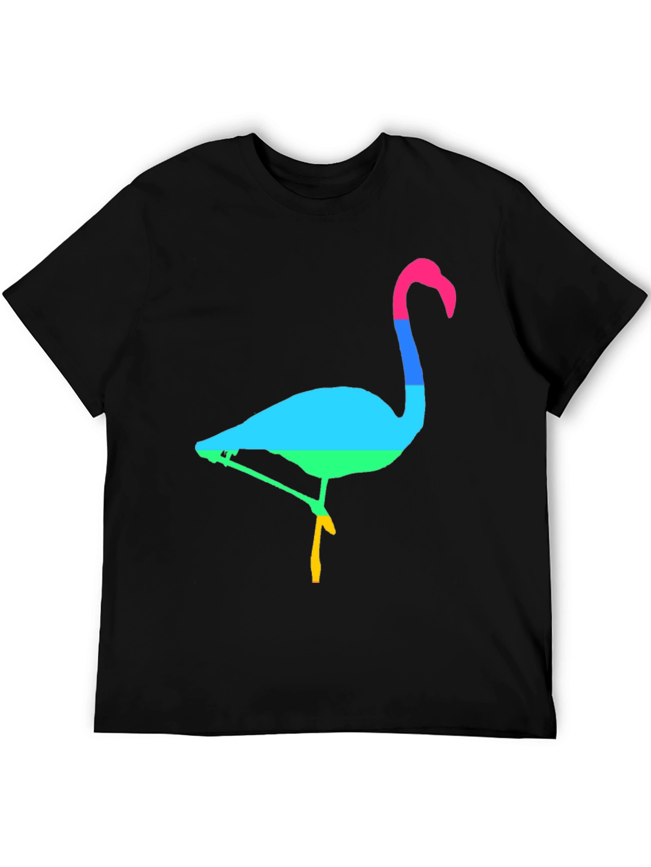 Rainbow Flamingo Graphic Tee - Mens Black T-Shirt