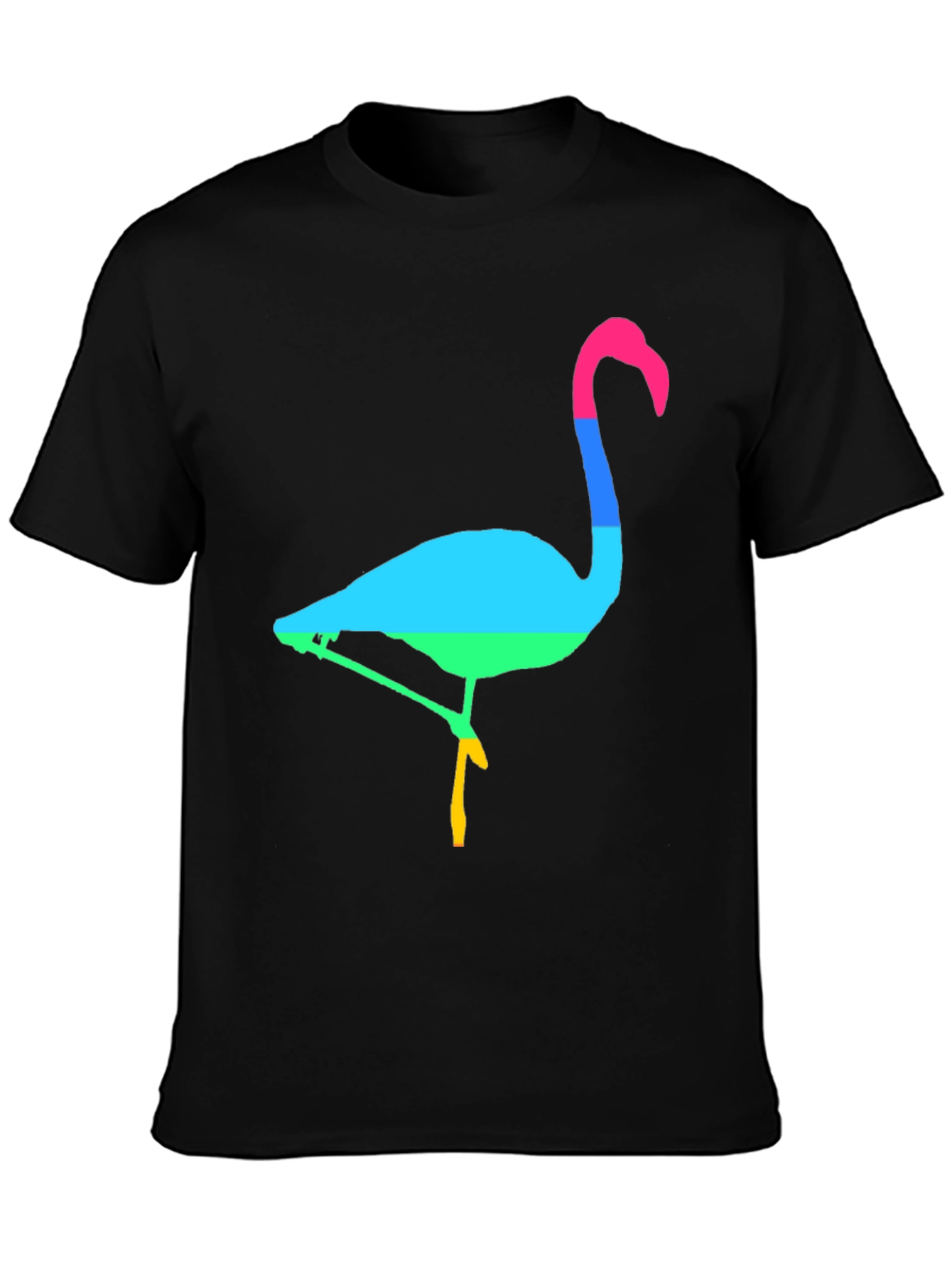 Rainbow Flamingo Graphic Tee - Mens Black T-Shirt