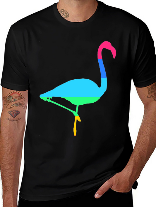 Rainbow Flamingo Graphic Tee - Mens Black T-Shirt