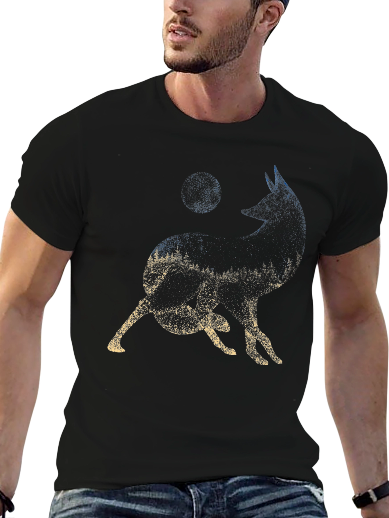 Wolf Moon Forest Graphic Tee - Black
