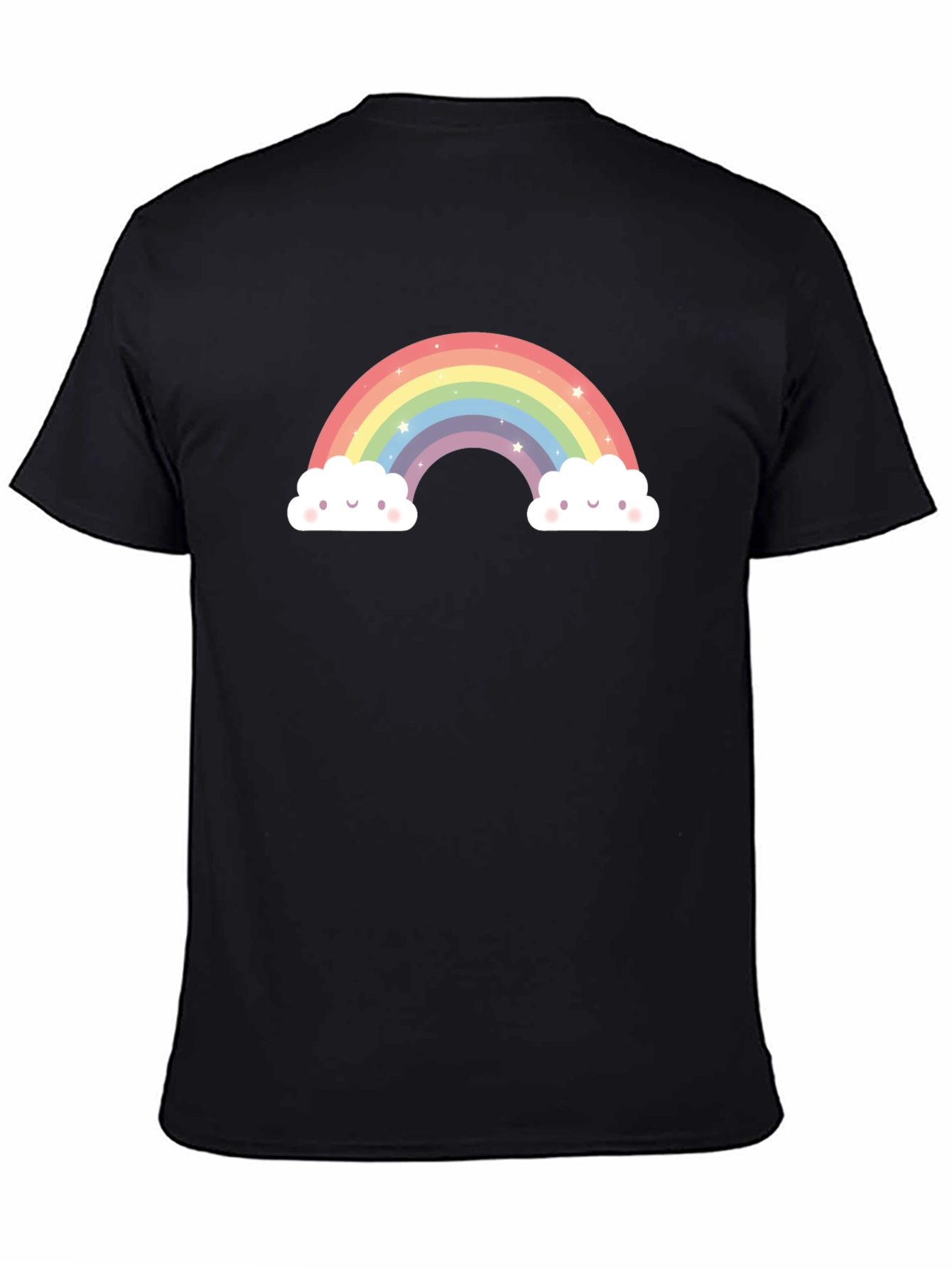 Rainbow Clouds Graphic Tee - Black Cotton Comfort