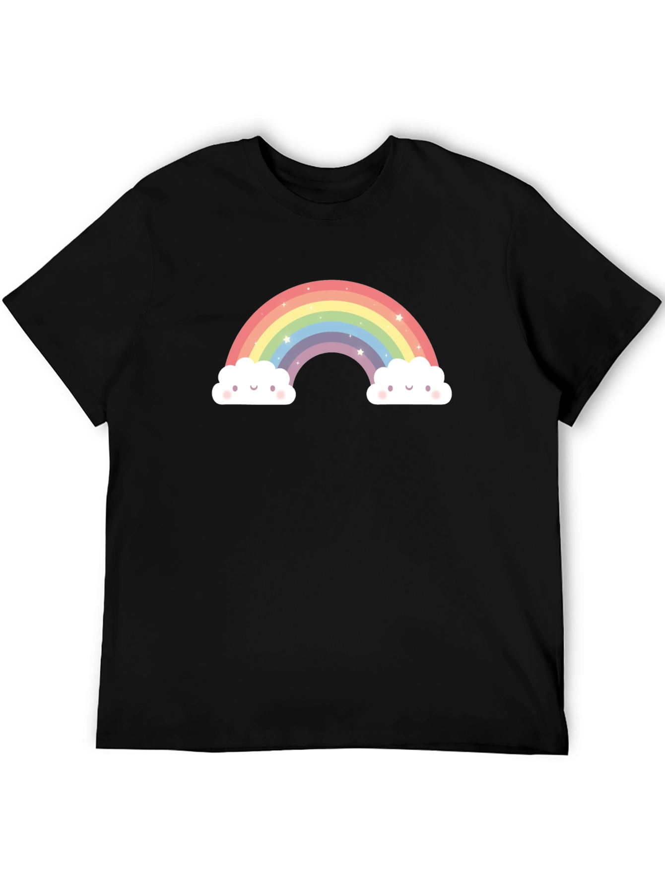 Rainbow Clouds Graphic Tee - Black Cotton Comfort