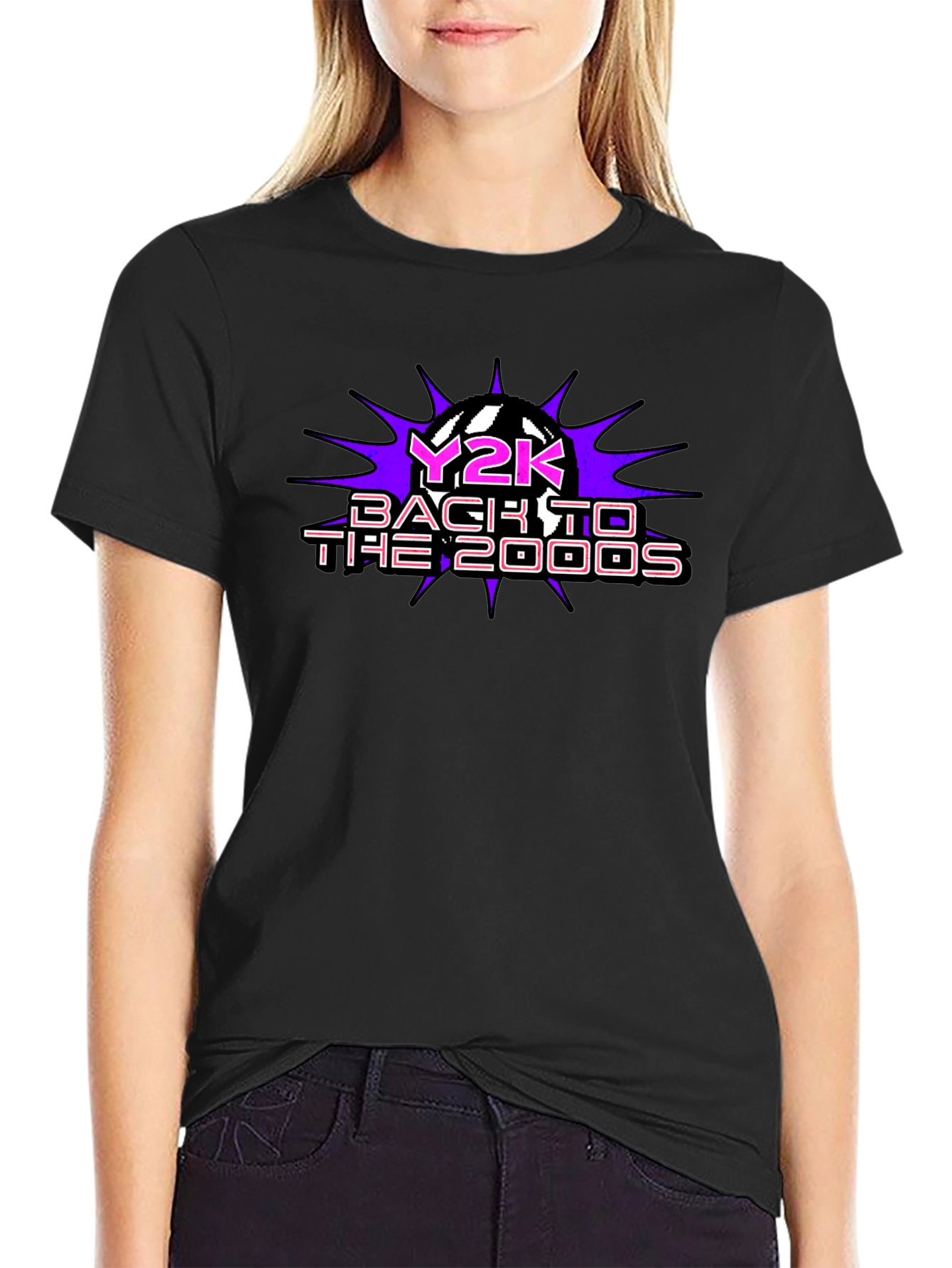 Y2K Back to the 2000s Black T-Shirt