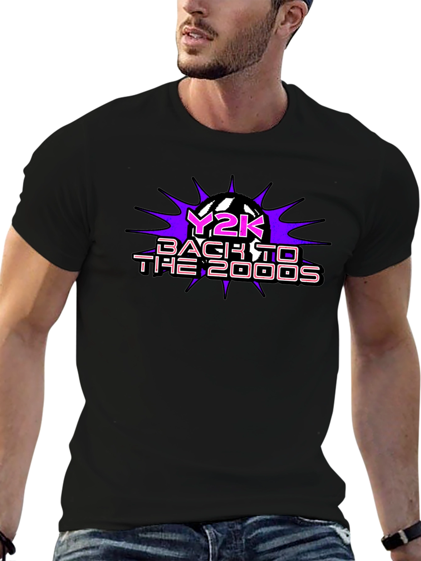 Y2K Back to the 2000s Black T-Shirt