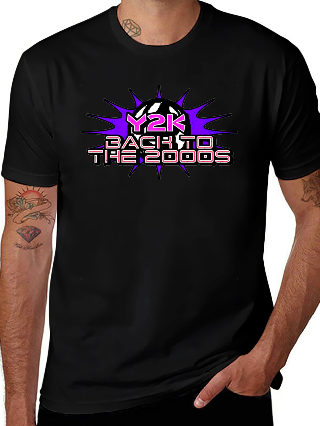 Y2K Back to the 2000s Black T-Shirt