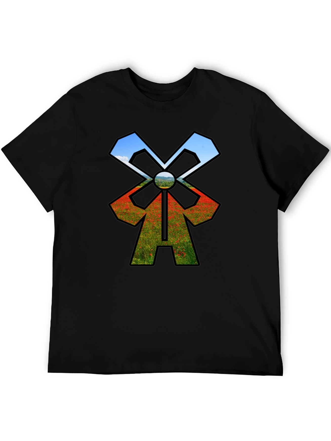 Nature Windmill T-Shirt - Black Unique Design