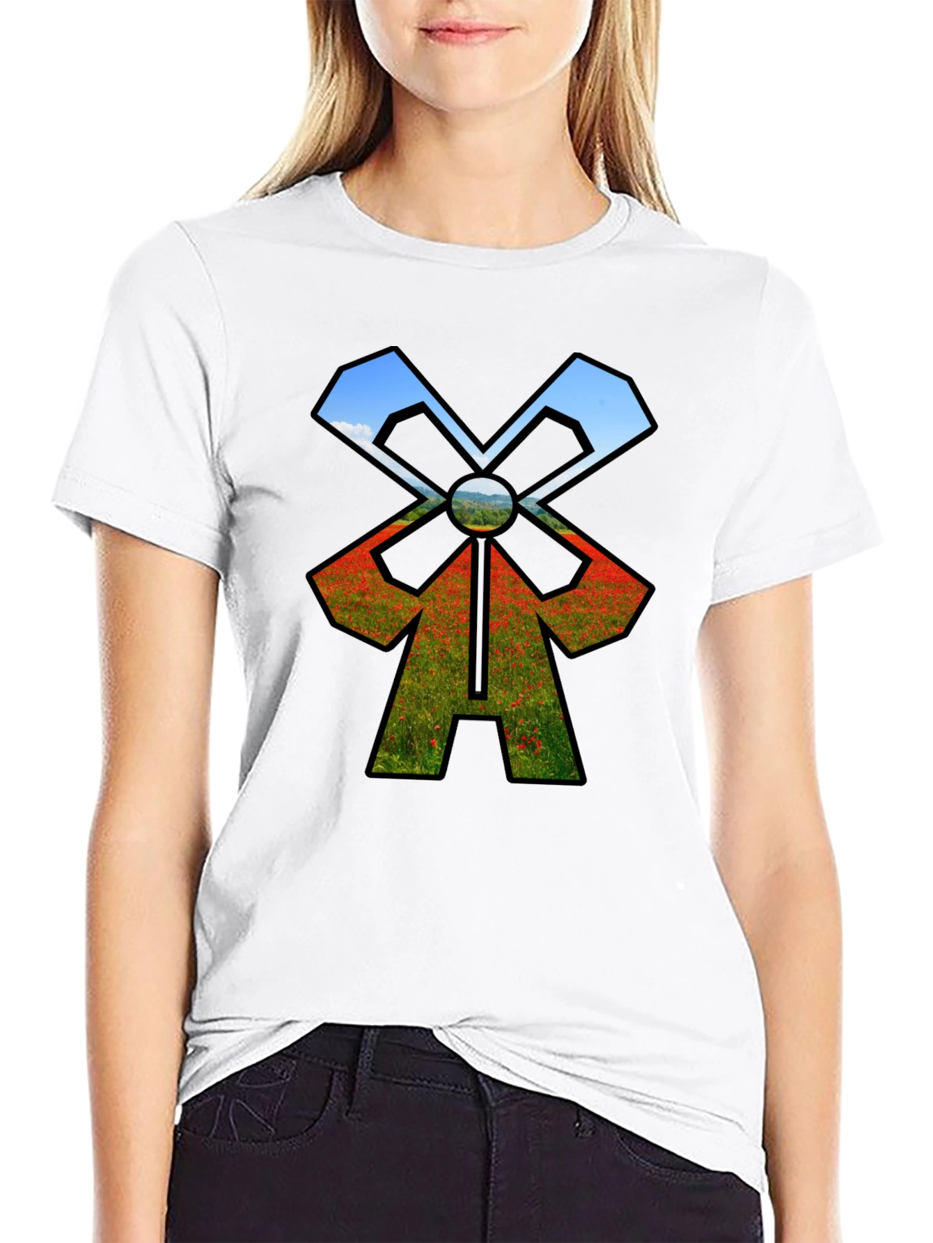 Nature Windmill T-Shirt - Black Unique Design
