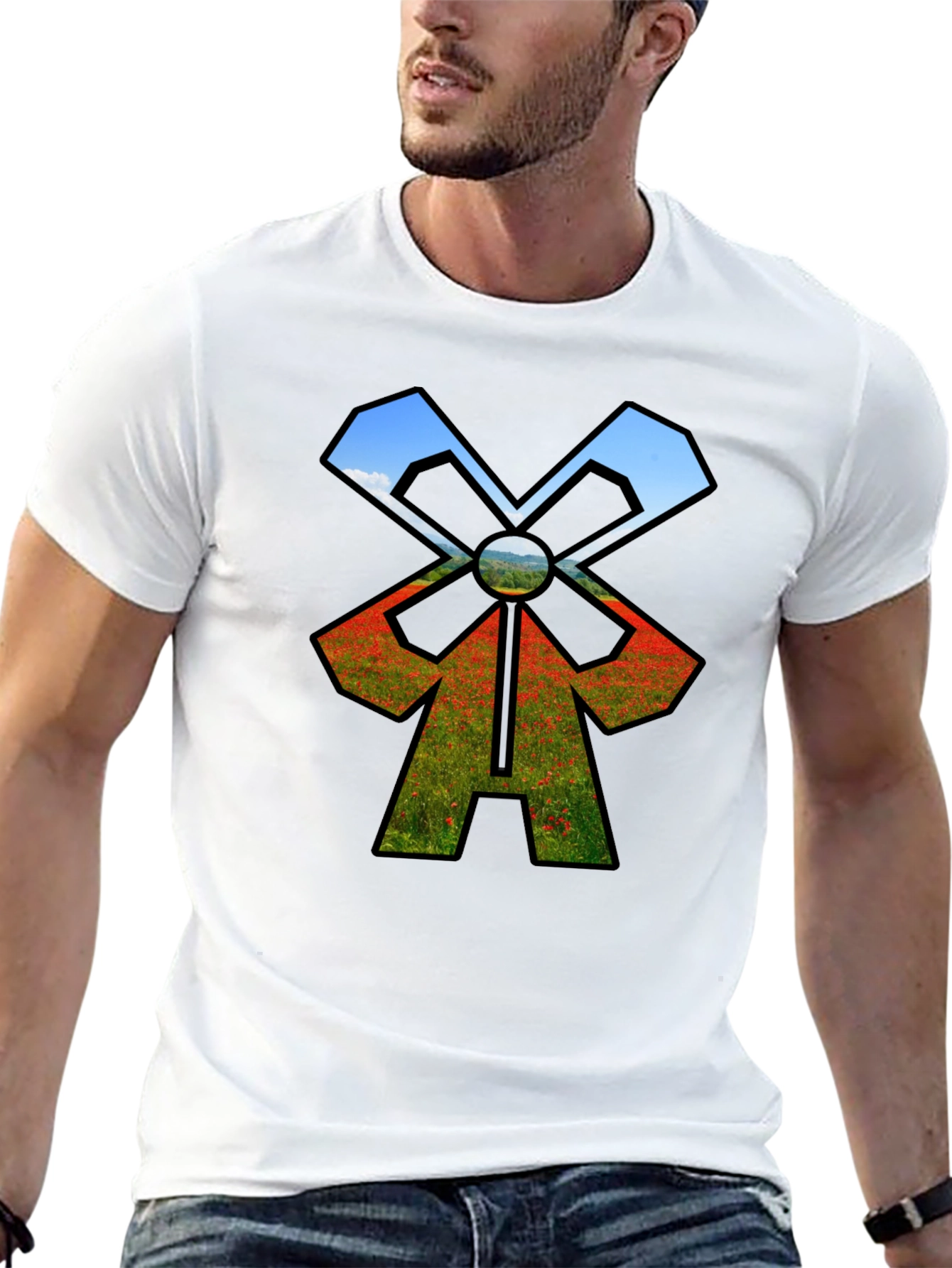 Nature Windmill T-Shirt - Black Unique Design