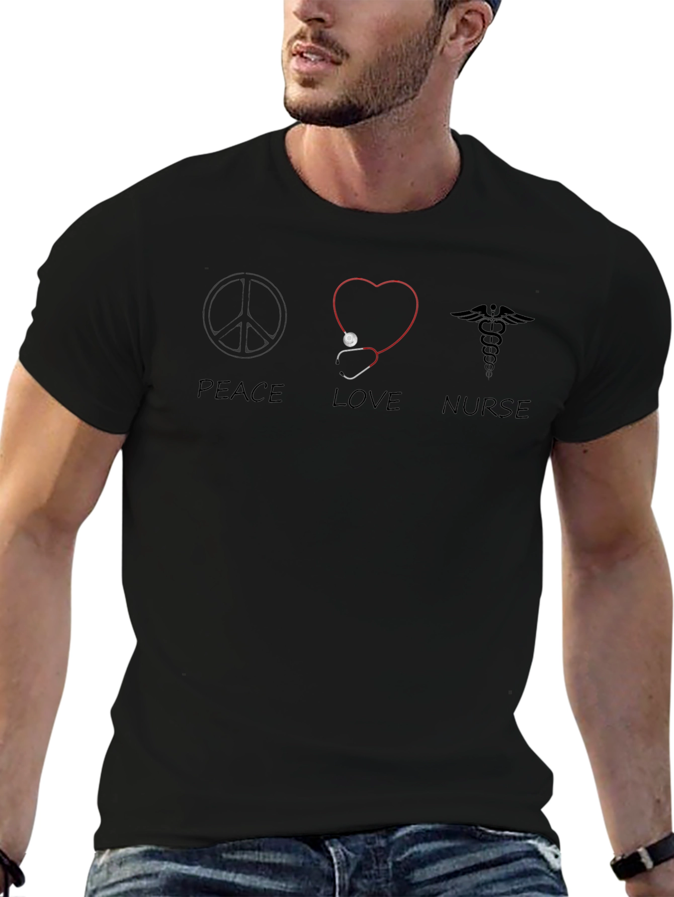 Peace Love Nurse Graphic T-Shirt