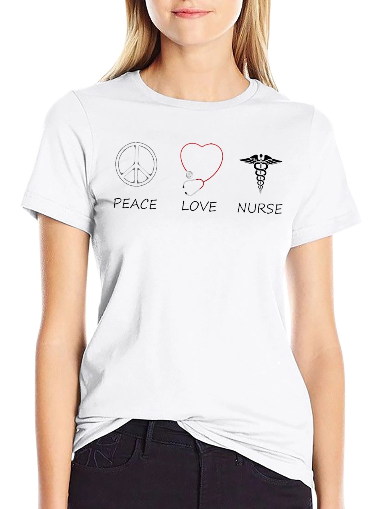 Peace Love Nurse Graphic T-Shirt
