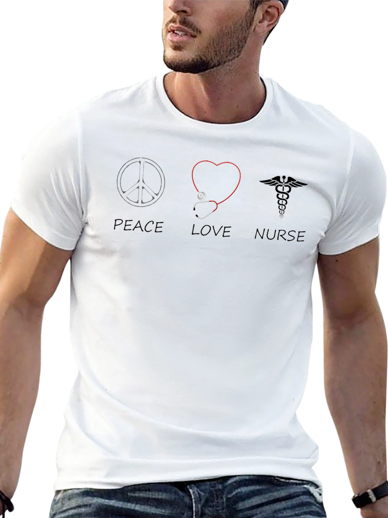 Peace Love Nurse Graphic T-Shirt