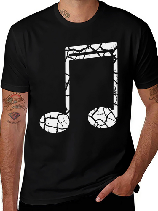 Cracked Note Graphic Tee - Music Lovers Black T-Shirt