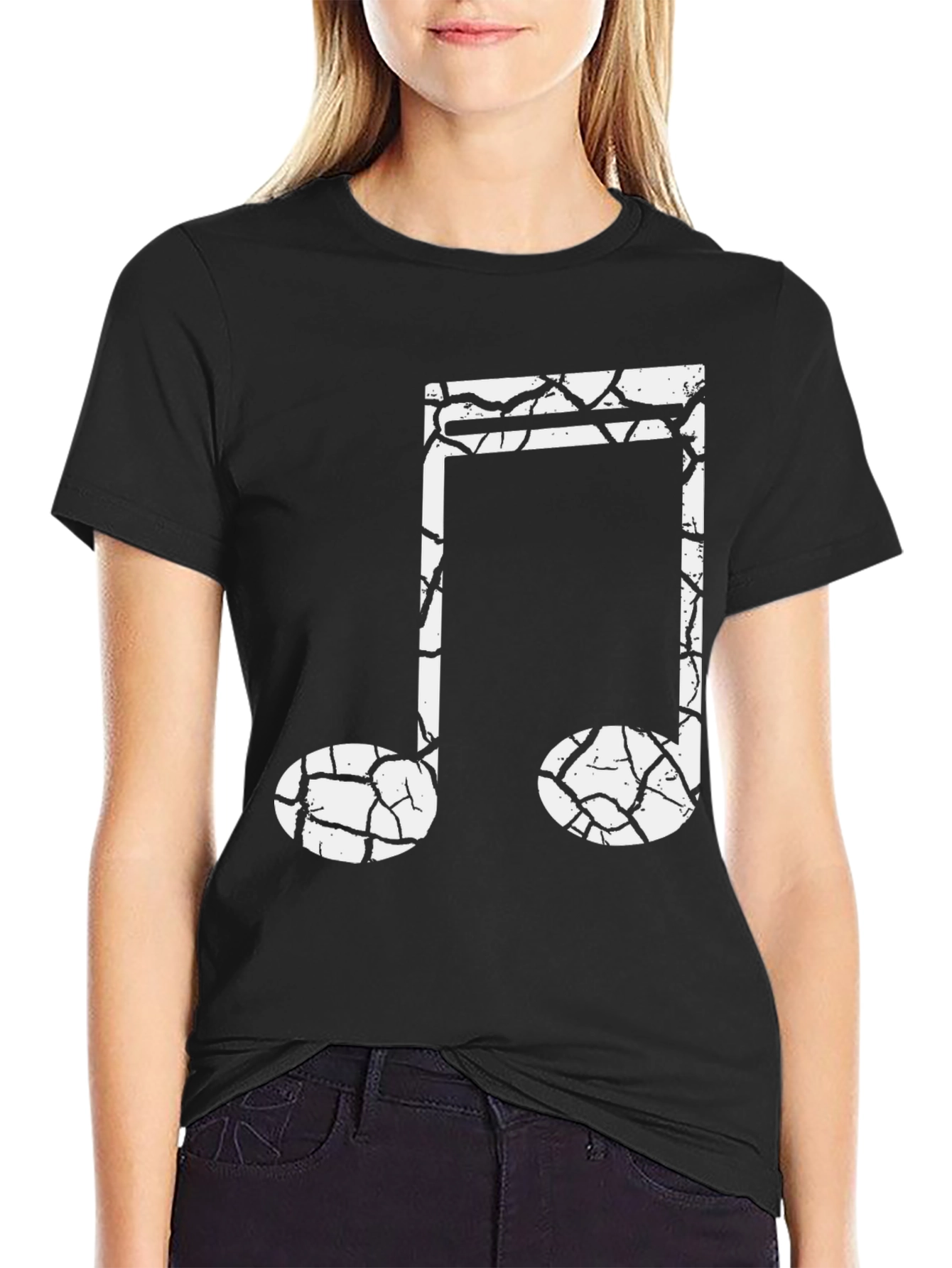 Cracked Note Graphic Tee - Music Lovers Black T-Shirt