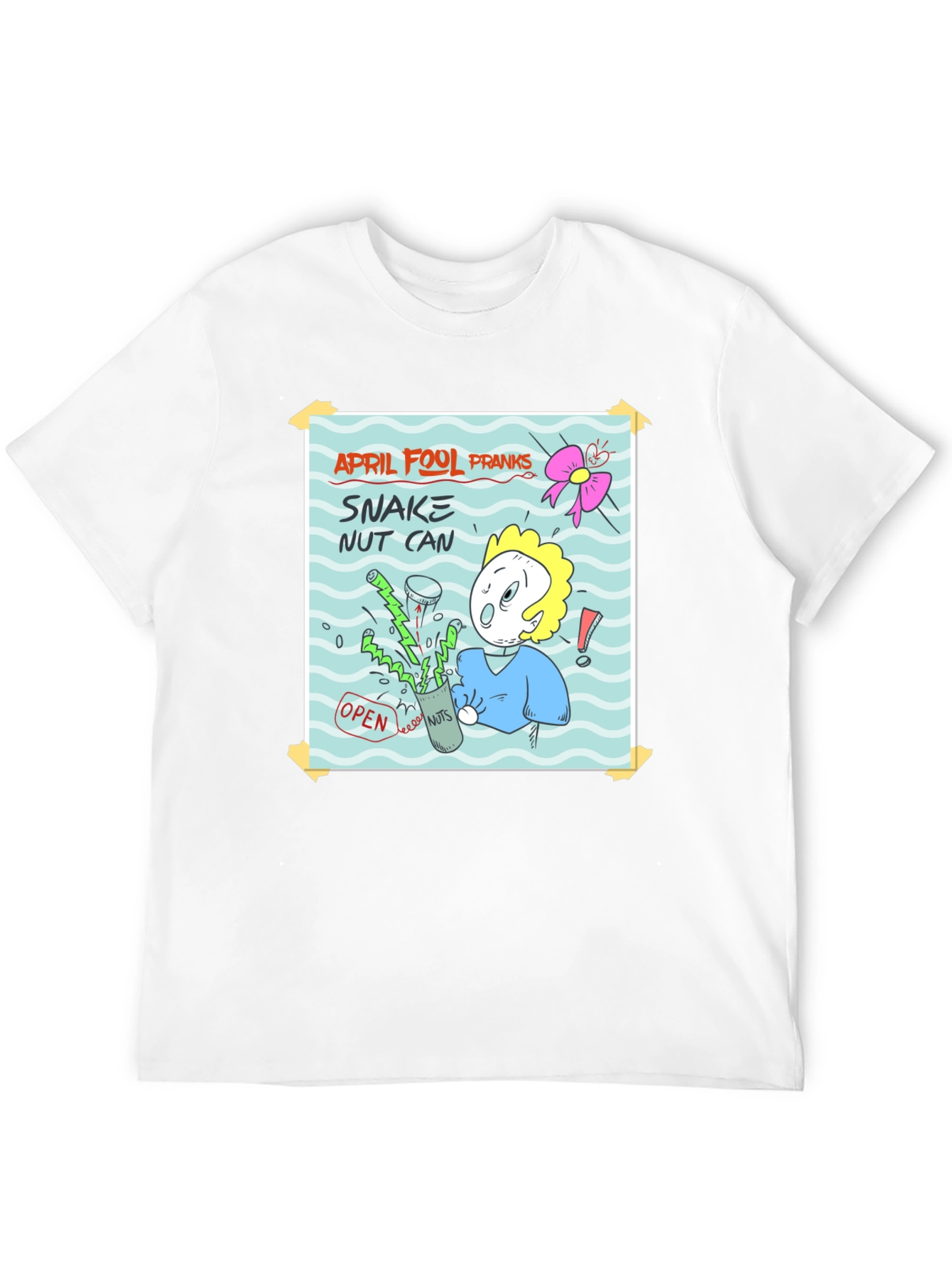 April Fools Prank T-Shirt - Snake Nut Can Design