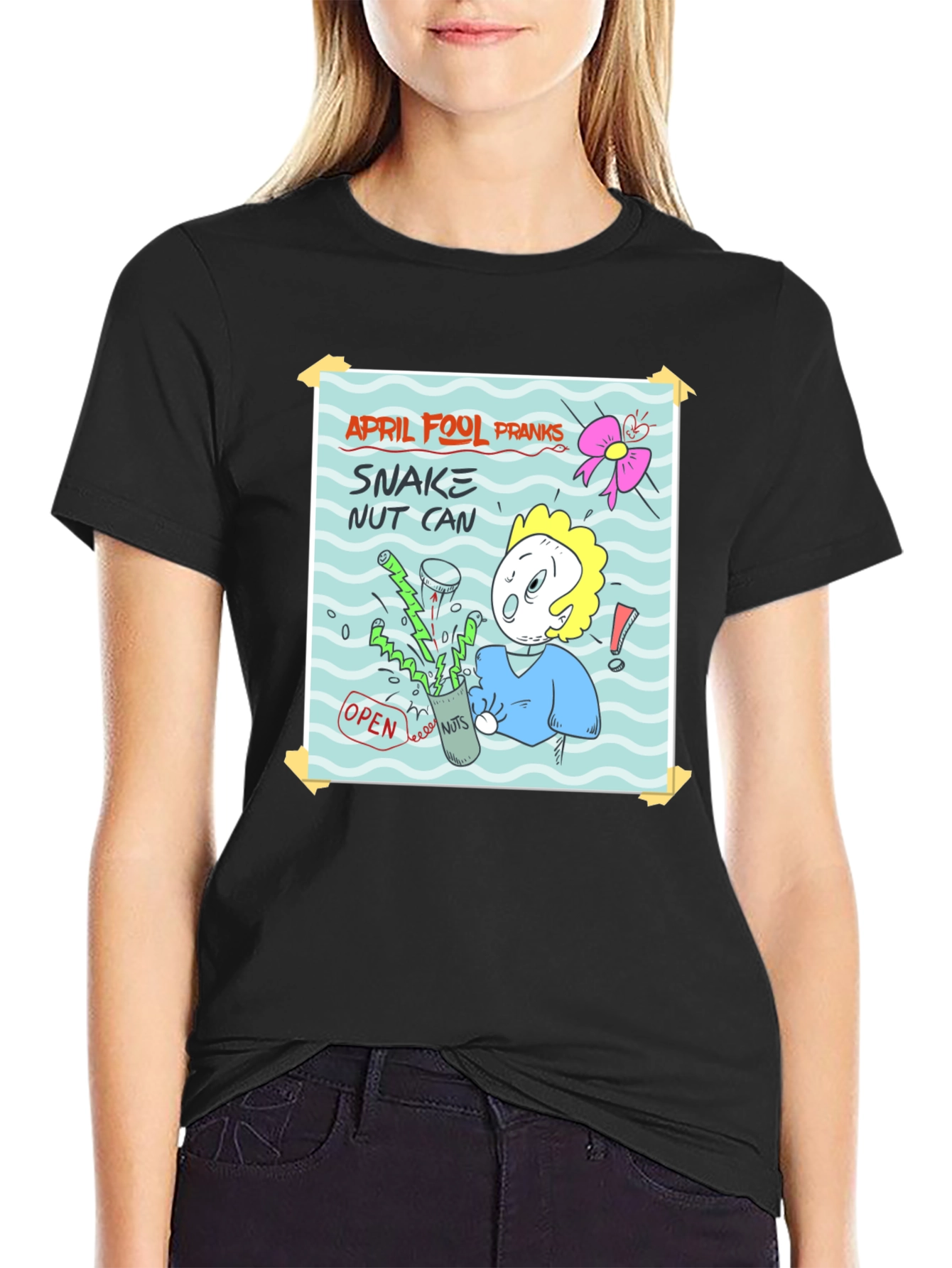 April Fools Prank T-Shirt - Snake Nut Can Design