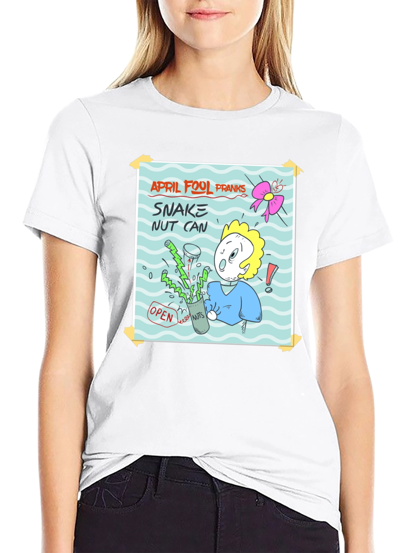 April Fools Prank T-Shirt - Snake Nut Can Design