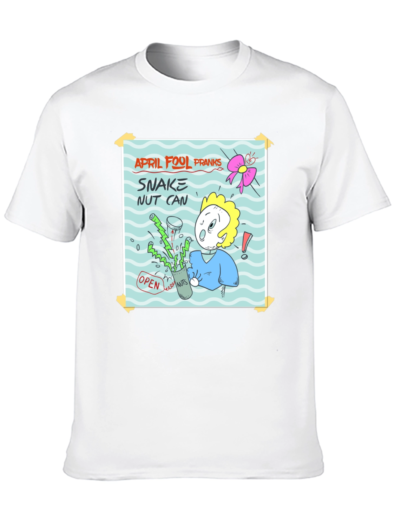 April Fools Prank T-Shirt - Snake Nut Can Design