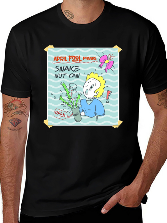 April Fools Prank T-Shirt - Snake Nut Can Design