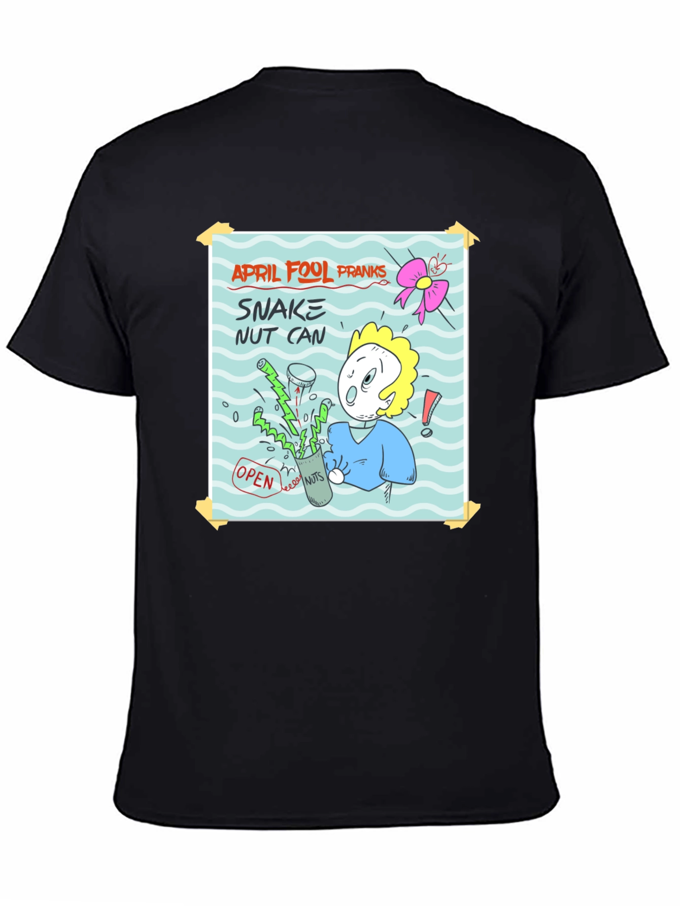 April Fools Prank T-Shirt - Snake Nut Can Design