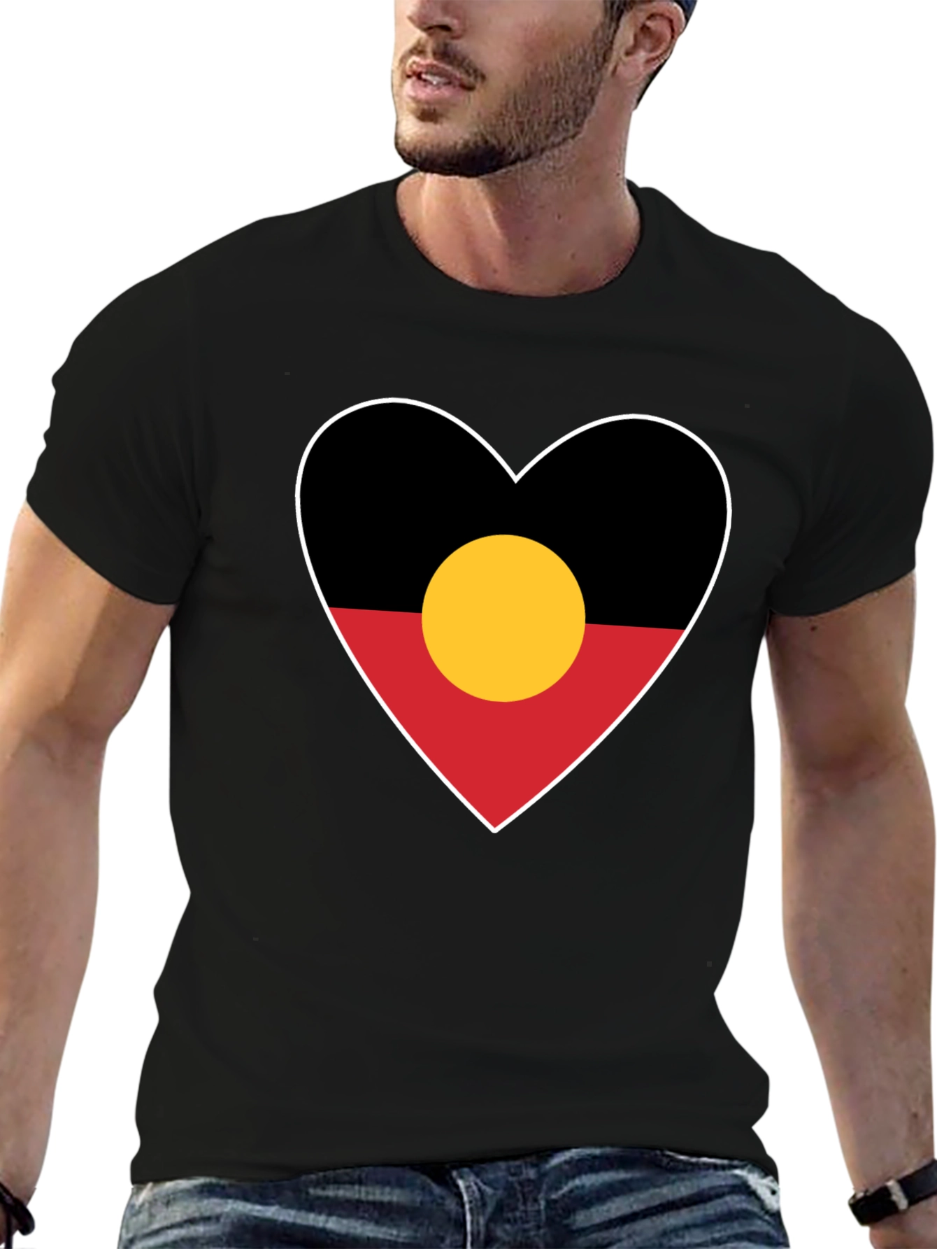 Aboriginal Flag Heart Graphic T-Shirt