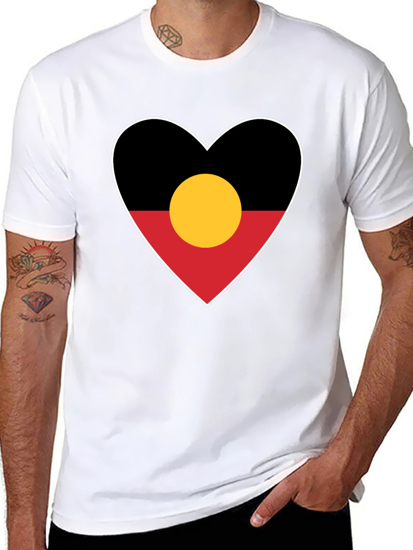 Aboriginal Flag Heart Graphic T-Shirt