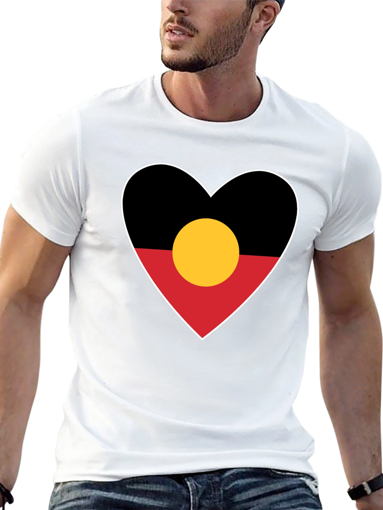 Aboriginal Flag Heart Graphic T-Shirt
