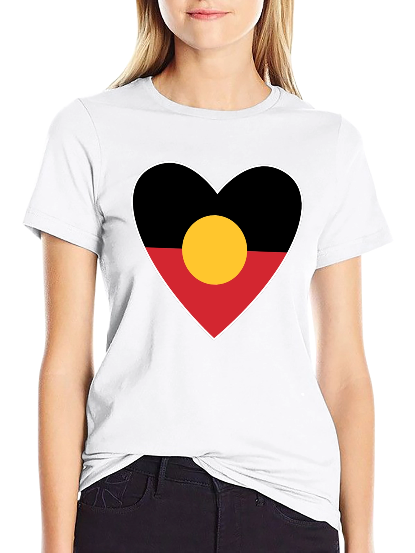 Aboriginal Flag Heart Graphic T-Shirt