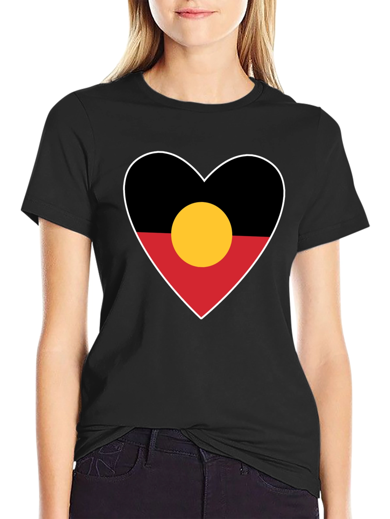 Aboriginal Flag Heart Graphic T-Shirt
