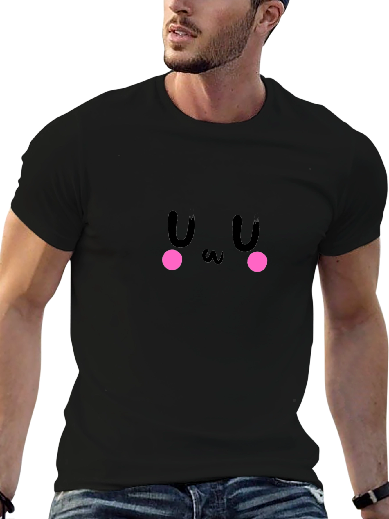 Cute Black Anime Face T-Shirt