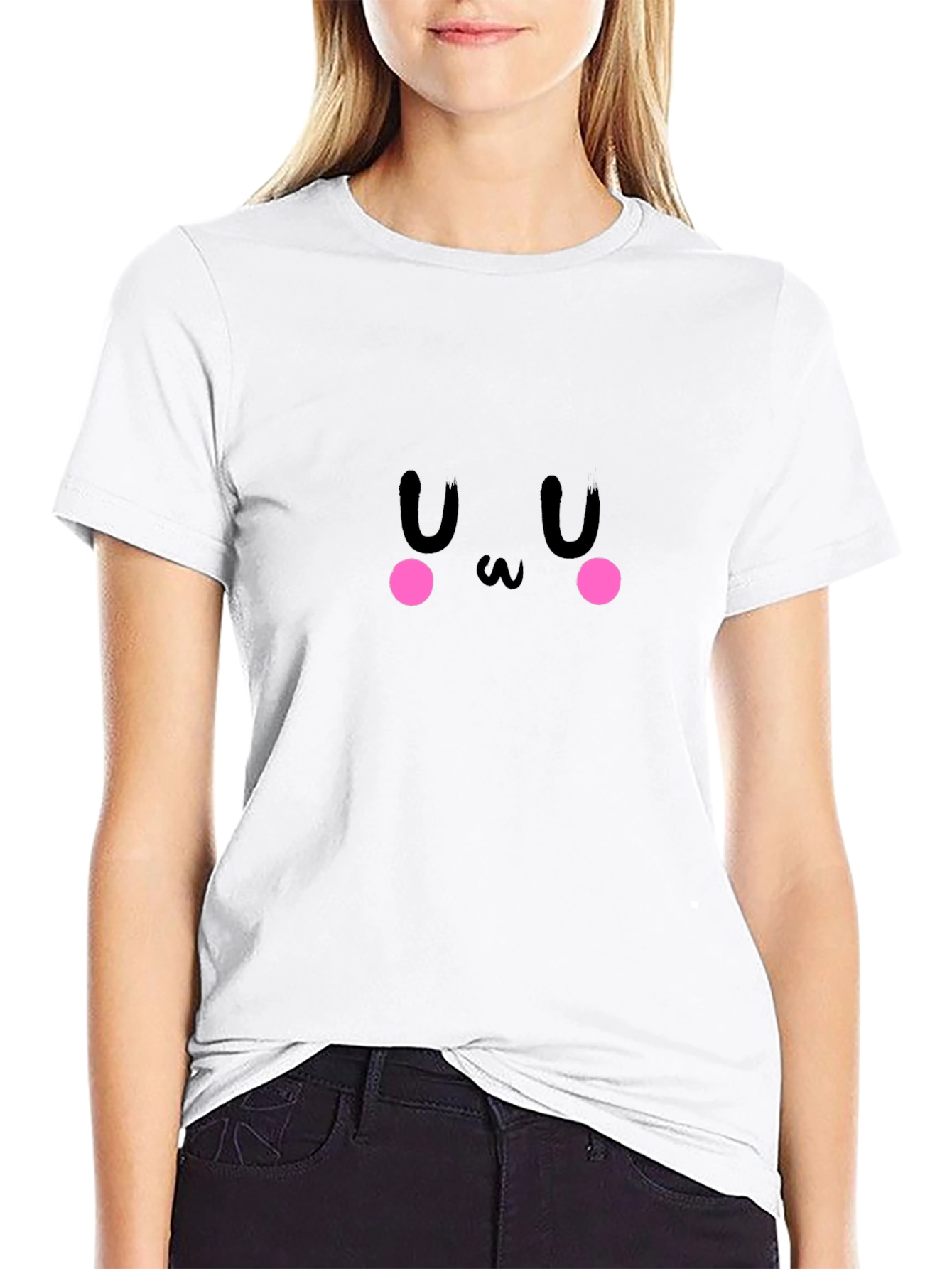 Cute Black Anime Face T-Shirt