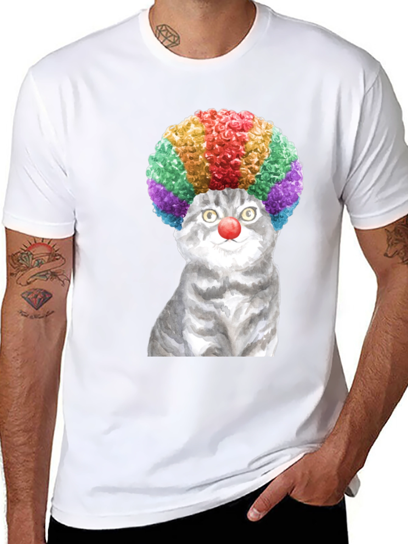 Clown Cat Graphic Tee - Fun & Unique T-Shirt