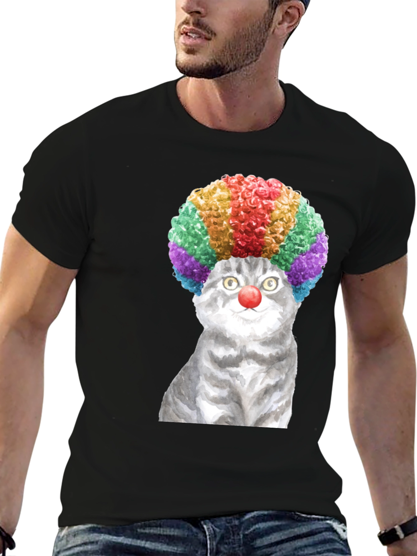 Clown Cat Graphic Tee - Fun & Unique T-Shirt