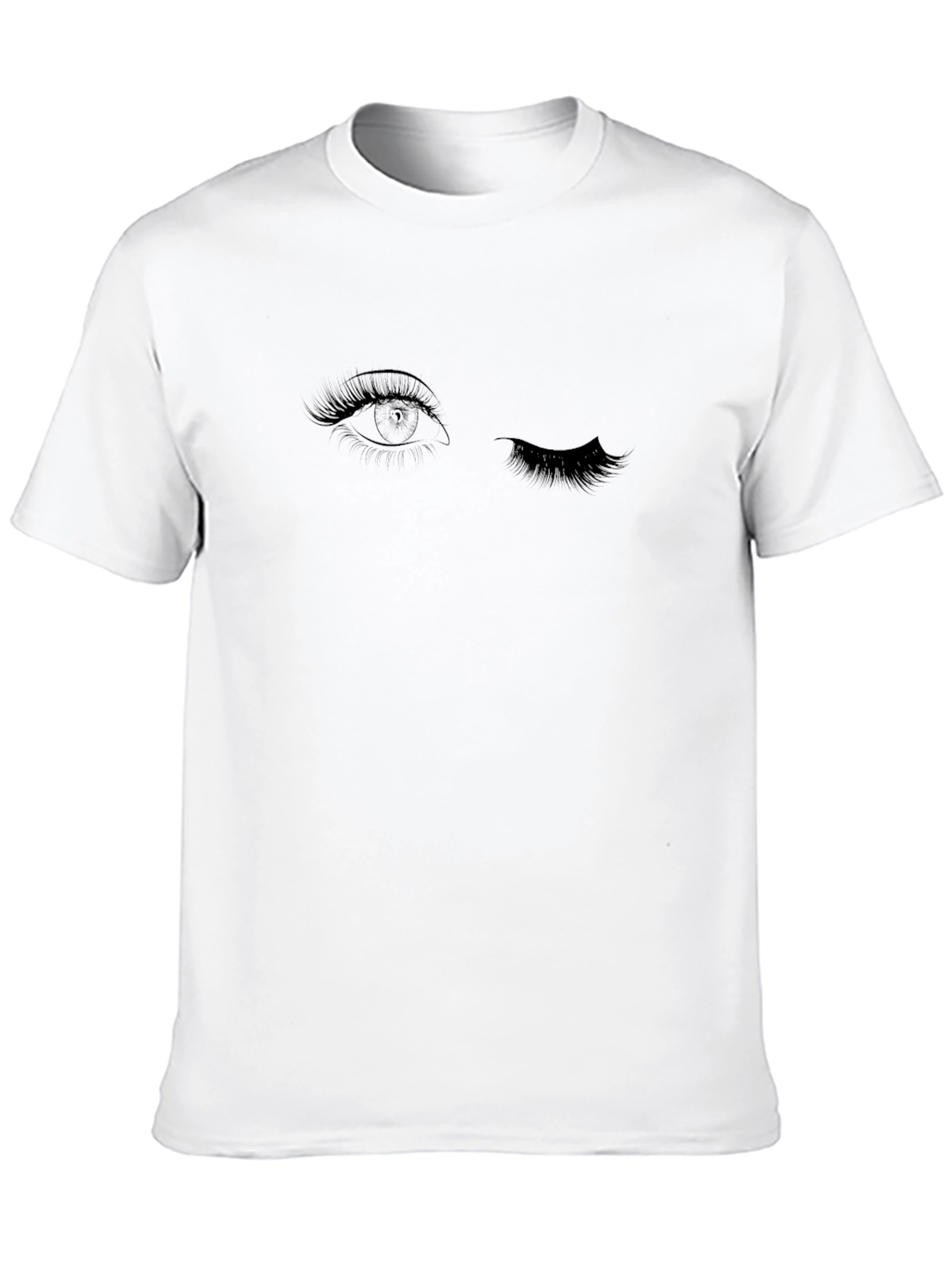 Winking Eye Graphic Tee - Black Cotton T-Shirt