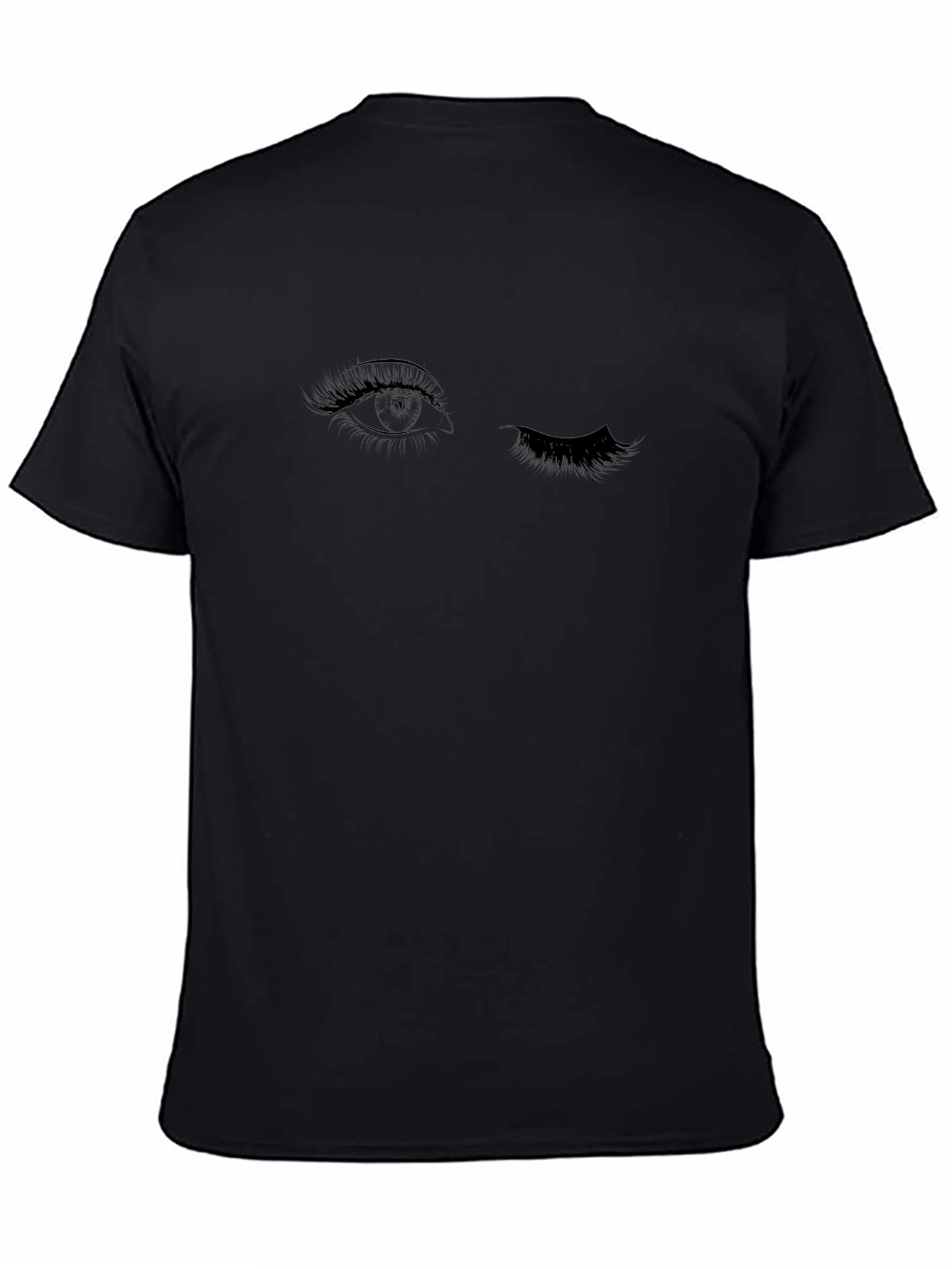 Winking Eye Graphic Tee - Black Cotton T-Shirt