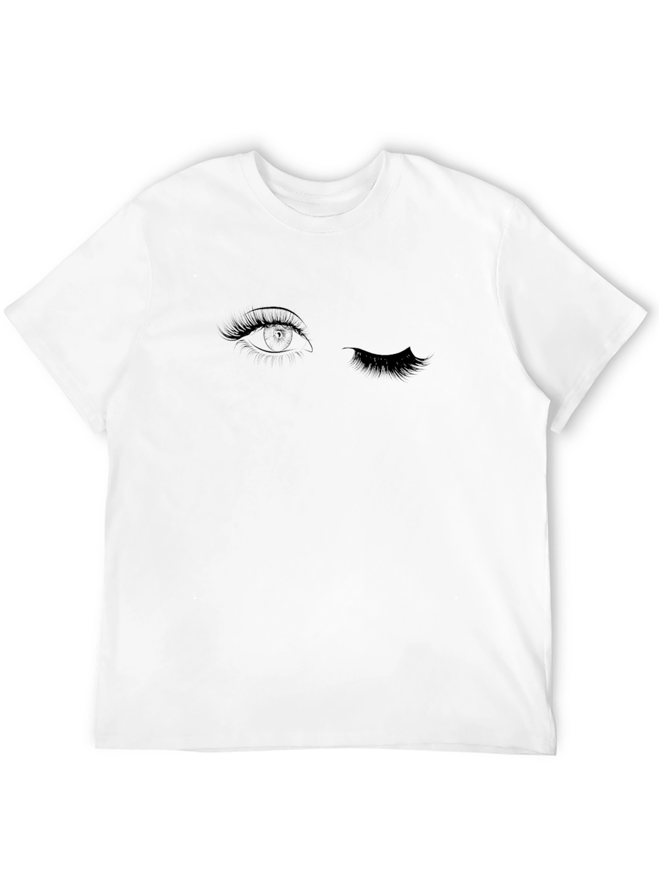 Winking Eye Graphic Tee - Black Cotton T-Shirt