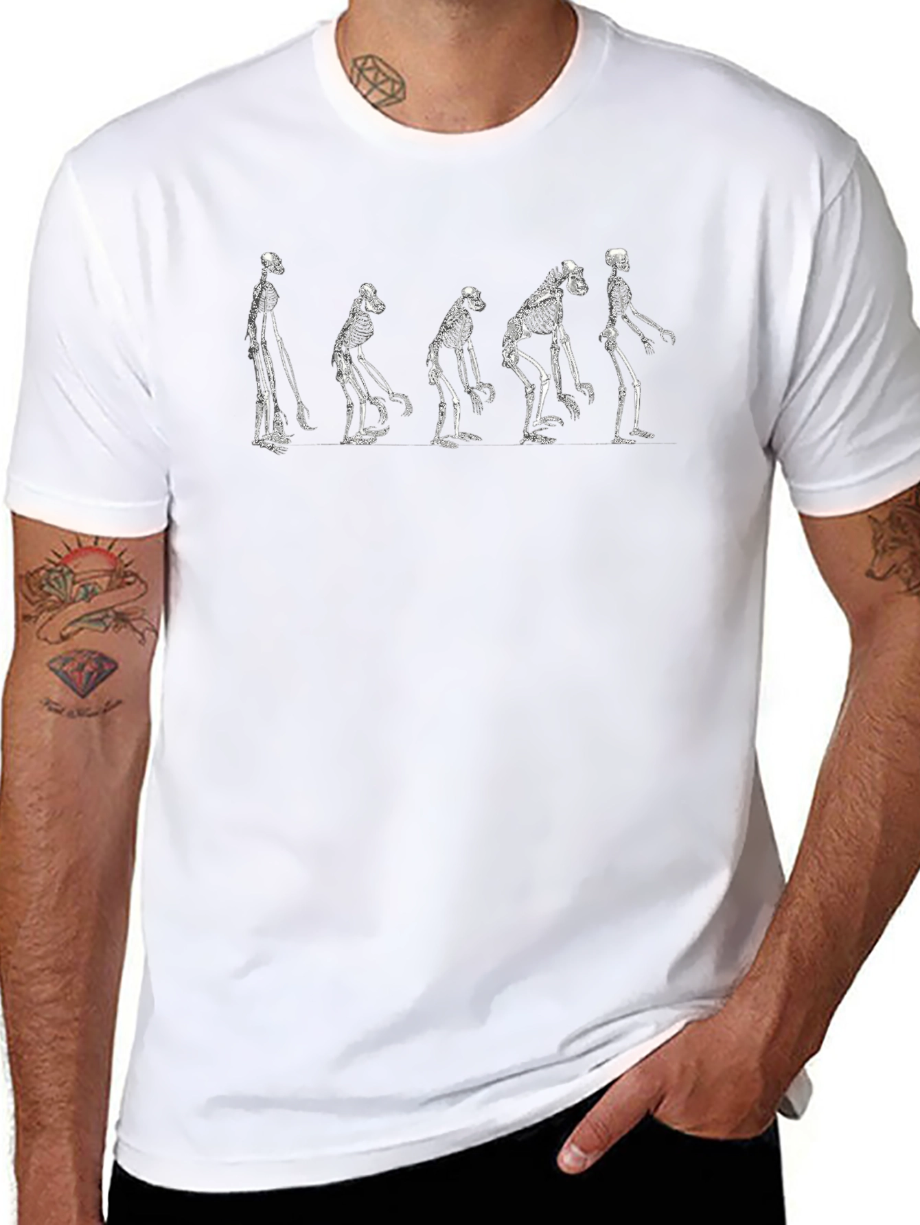 Evolution Skeletons Graphic Print Tee